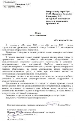 Образец отчета о наставничестве