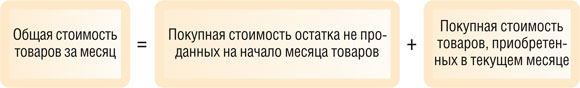Общая стоимость товаров за месяц